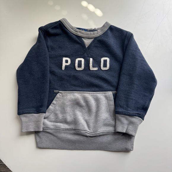 Polo Ralph Lauren Other - Polo Ralph Lauren Sweatshirt Kids 2T Blue Gray Colorblock Fleece Pullover Logo